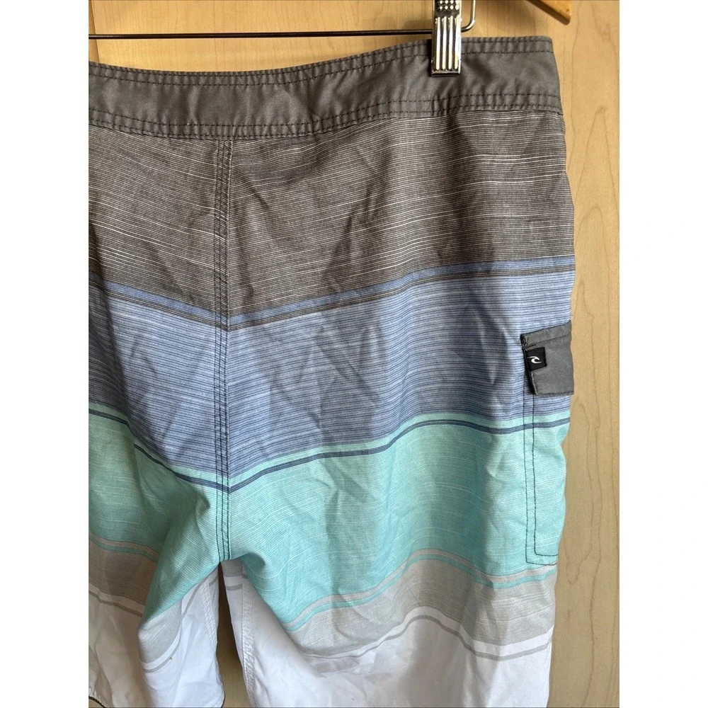 Rip Curl Mens 32 Waist Swim Trunks Board Shorts Surfing Multicolor Stripe Pocket